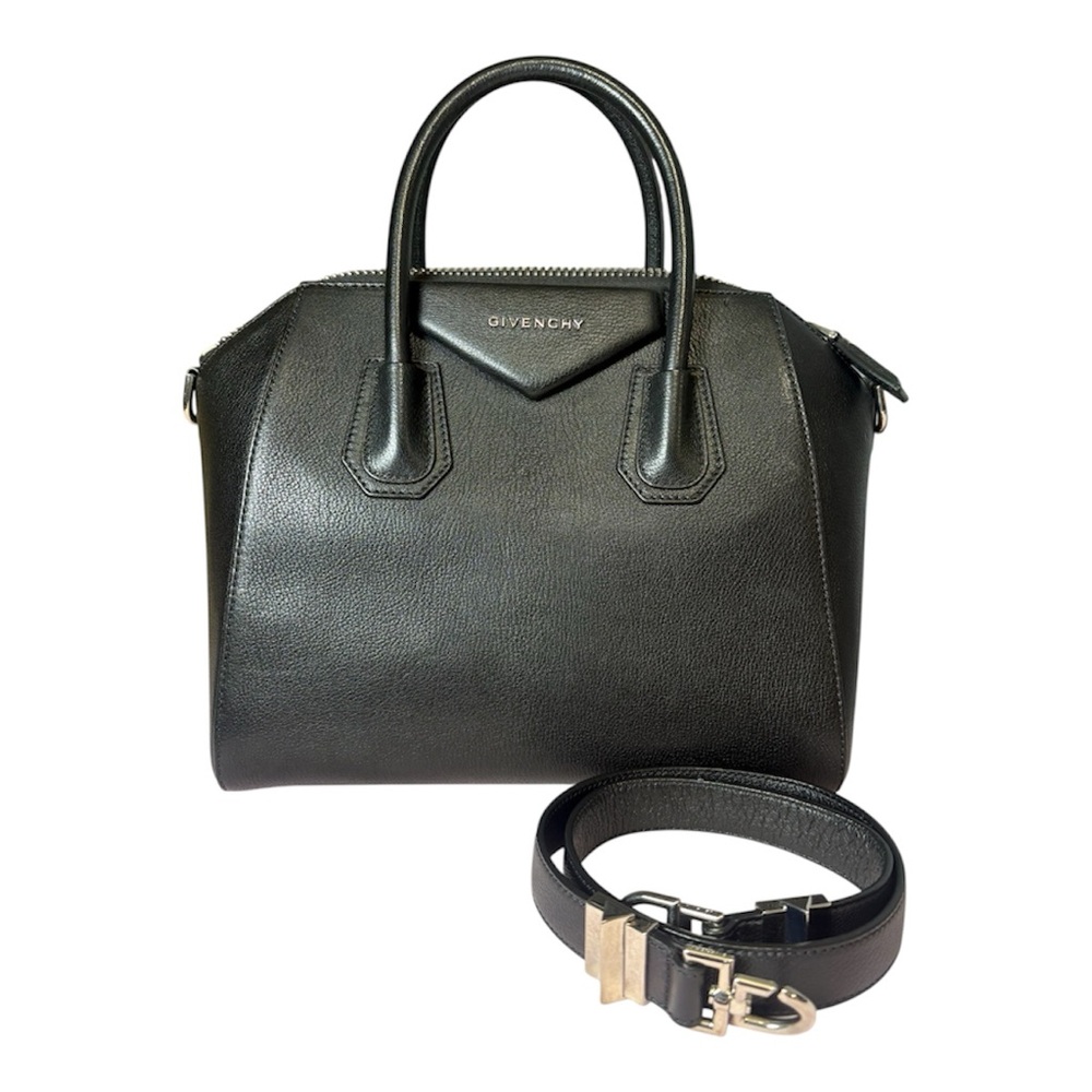 Givenchy Black Antigona Small Leather Satchel with Strap